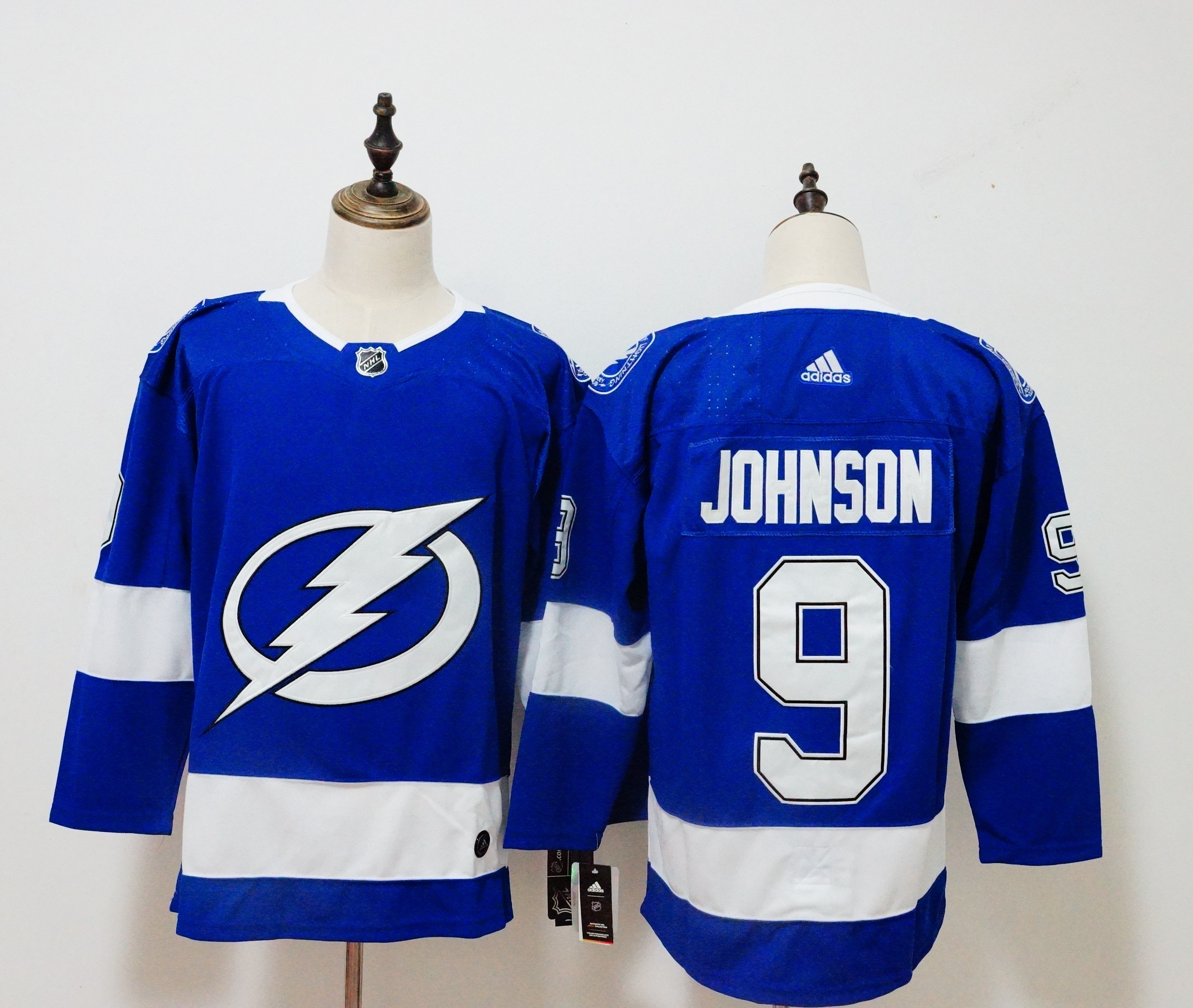 Men Tampa Bay Lightning #9 Johnson Blue Adidas Hockey Stitched NHL Jerseys